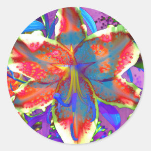 Retro Lily Classic Round Sticker