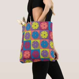 Retro lime and coral Pickleballs Tote Bag