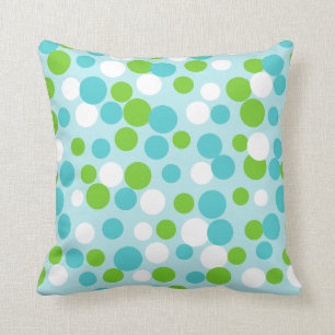 Retro Lime Aqua Dots Summer Throw Pillow