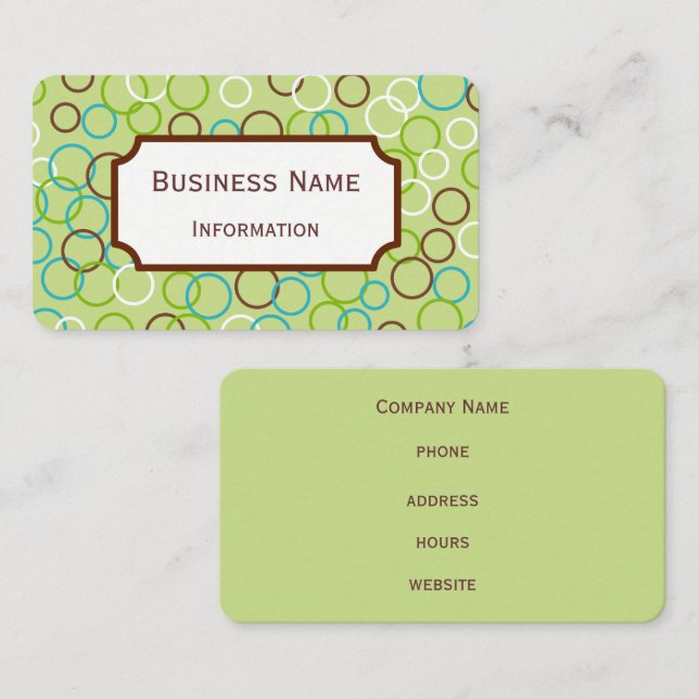 Retro Lime Circles Business Card (Front/Back)