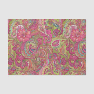 Retro lime green and pink paisley tissue paper