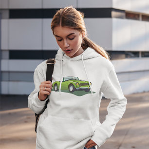 Retro Lime Green Convertible Sports Car Hoodie