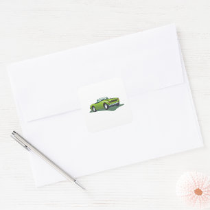 Retro Lime Green Convertible Sports Car Square Sticker
