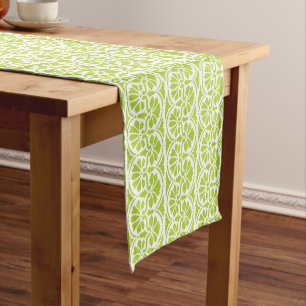 Retro Lime Green Floral Pattern Short Table Runner