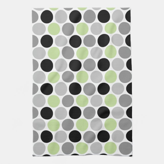 Retro Lime Grey Black Circles Kitchen Towels (Vertical)