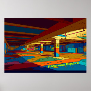 Retro Liminal Space Concept Digital Art Poster