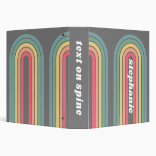 Retro Line Arch Pastel Rainbow Colors Script Name Binder