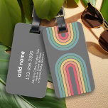 Retro Line Arch Pastel Rainbow Colours Custom Name Luggage Tag<br><div class="desc">A funky line arch pattern with pastels - blue, green, yellow, orange and red. The retro design includes curves and lines in thick colours. Add your name or delete the text for a fun retro design. The name is a simple sans serif font in white. If you click on the...</div>