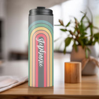 Retro Line Arch Pastel Rainbow Colours Script Name