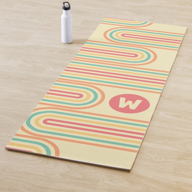 Retro Line Art Arches Monogram Yoga Mat (In Situ)