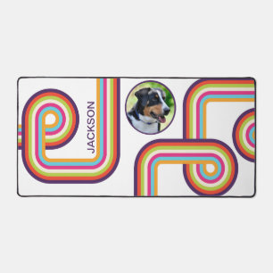 Retro Line Art Dog Photo Desk Mat