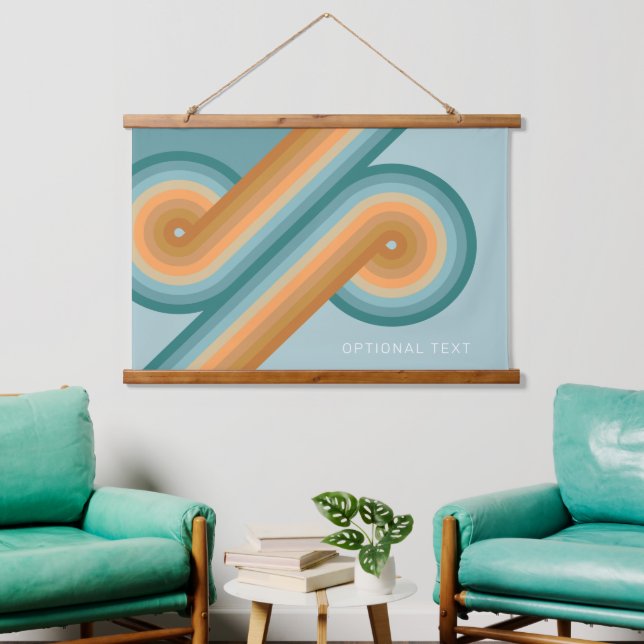 Retro Line Art Sunset Southwest Colours Circle Hanging Tapestry (Living Room)