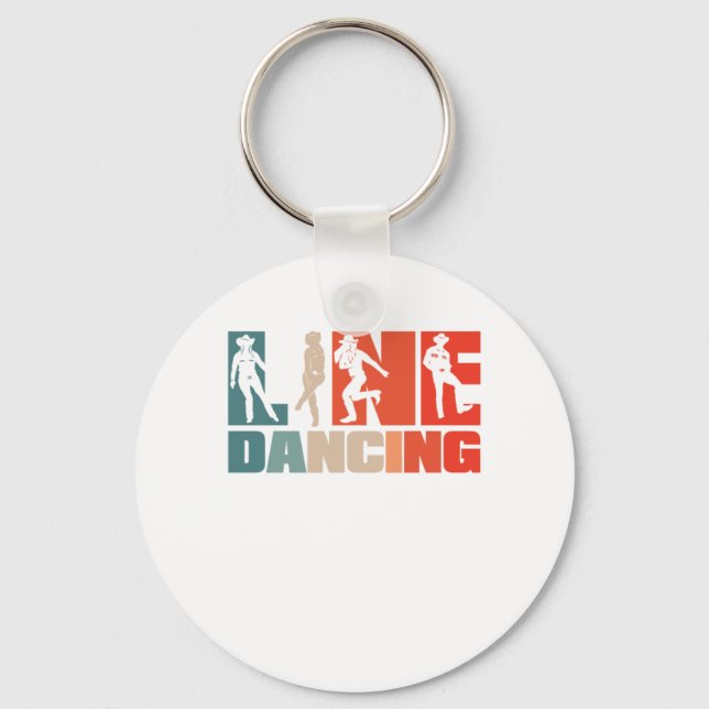 Retro Line Dancing Vintage Western Country Dance Keychain (Front)