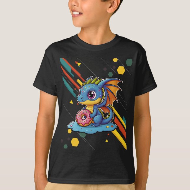 Retro line vibin' Cute Baby Dragon T-Shirt (Front)