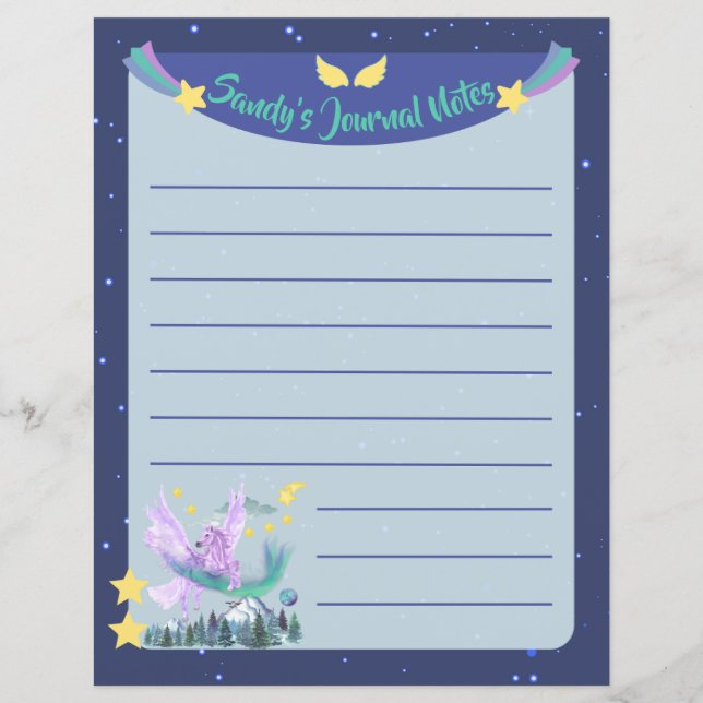 Retro Lined Flying Horse Stationery (Front)