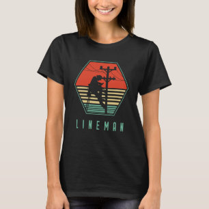 Retro Lineman Boots Vintage Lineworker Tools Power T-Shirt