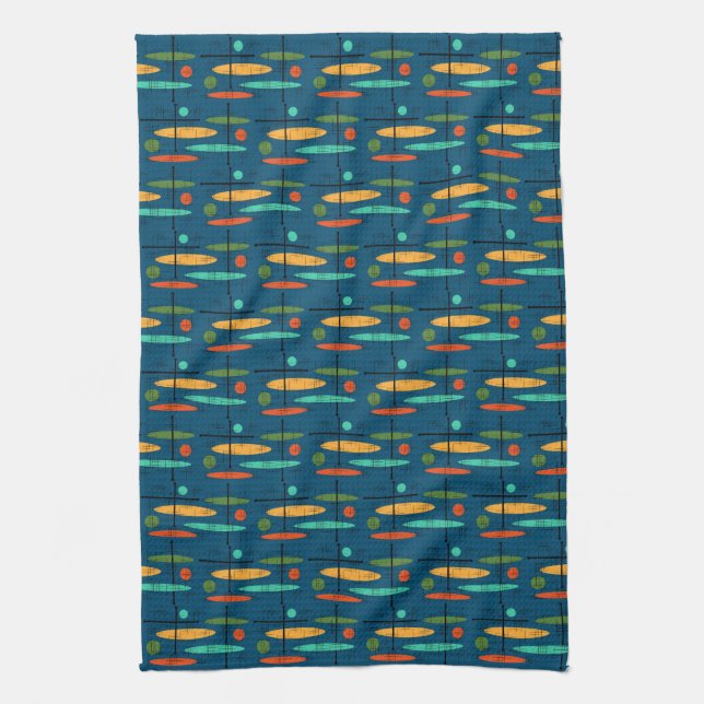 Retro Lines & Oval Kitchen Towel (Vertical)