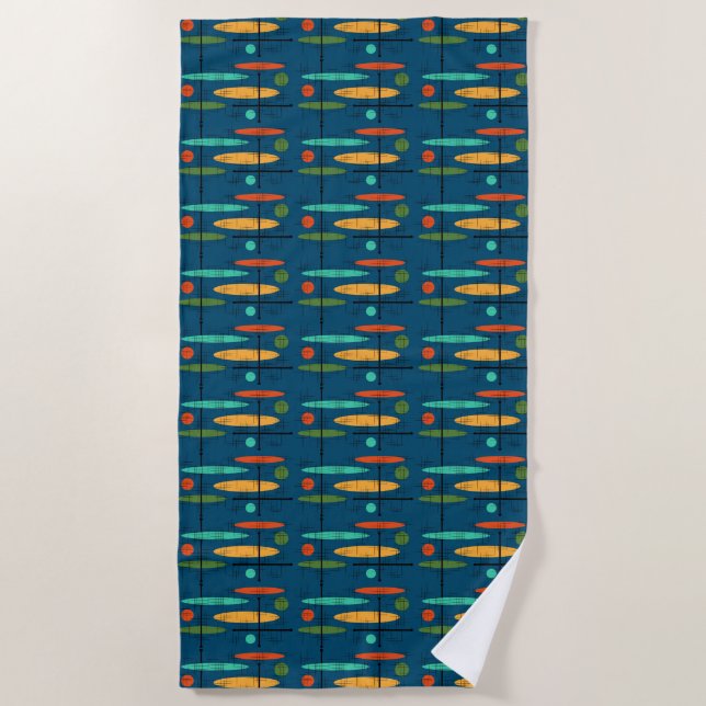 Retro Lines & Ovals Beach Towel (Front)