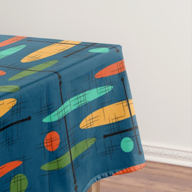 Retro Lines & Ovals Tablecloth (In Situ)