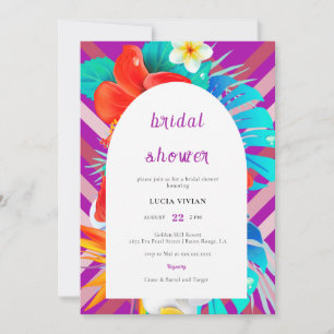 Retro Lines Tropical Magenta Fuchsia Bridal Shower Invitation