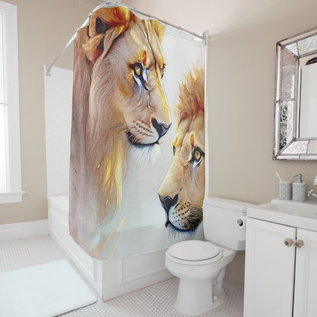 Retro Lions Art - Classic Wildlife Wall Art (In Situ)
