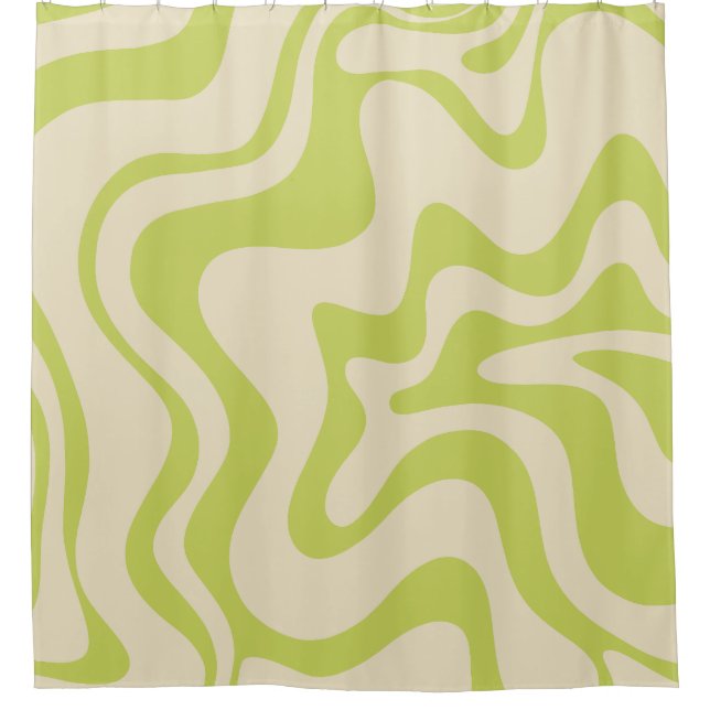 Retro Liquid Swirl Abstract Light Lime Beige (Front)