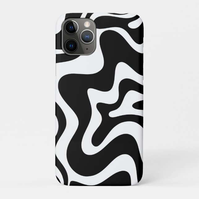 Retro Liquid Swirl Abstract Pattern Black & White Case-Mate iPhone Case (Back)