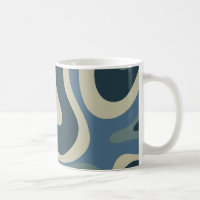 Retro Liquid Swirl Abstract Pattern Blue Grey