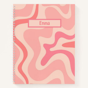 Retro Liquid Swirl Abstract Pattern Blush Pink Notebook