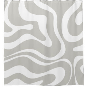 Retro Liquid Swirl Abstract Pattern Grey White