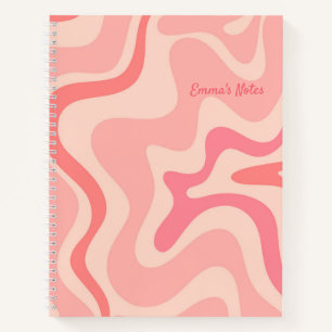 Retro Liquid Swirl Abstract Pattern in Blush Pink Notebook