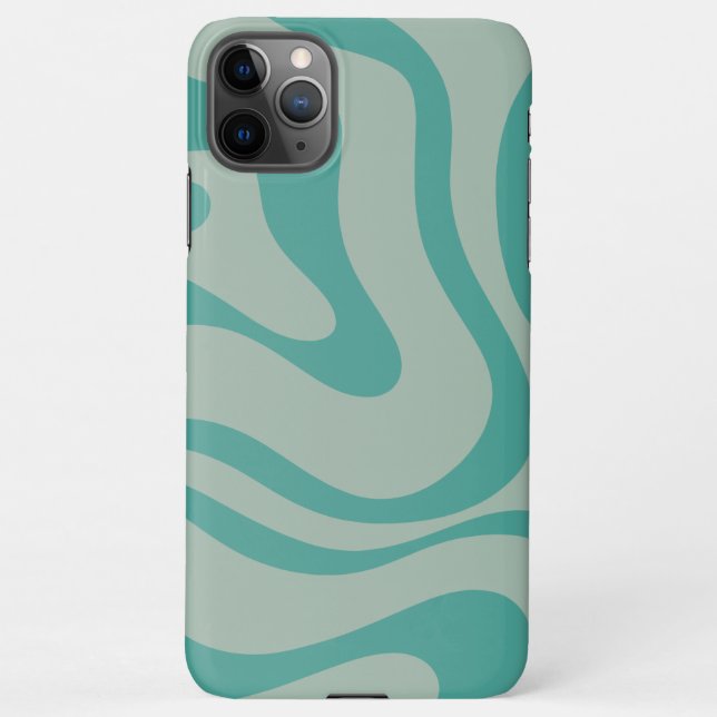 Retro Liquid Swirl Abstract Pattern Muted Teal iPhone Case (Back)