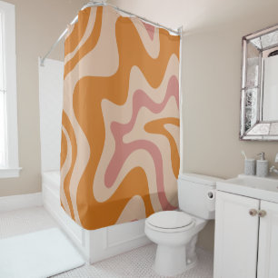 Retro Liquid Swirl Abstract Pattern Orange Pink