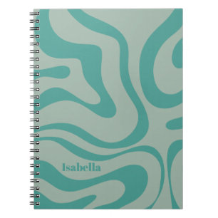 Retro Liquid Swirl Abstract Pattern Personalized Notebook