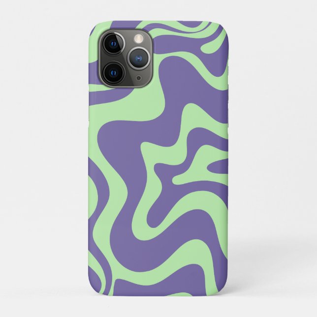 Retro Liquid Swirl Abstract Pattern Purple Mint Case-Mate iPhone Case (Back)