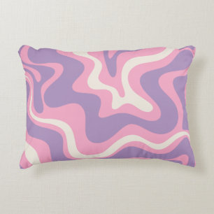 Retro Liquid Swirl Groovy Abstract Purple Pink Accent Pillow