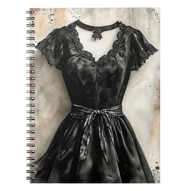 Retro Little Black Dress LBD Wedding  Notebook (Front)