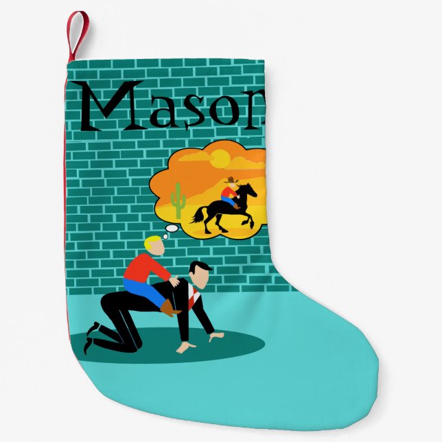 Retro Little Cowboy Christmas Stocking (Front)