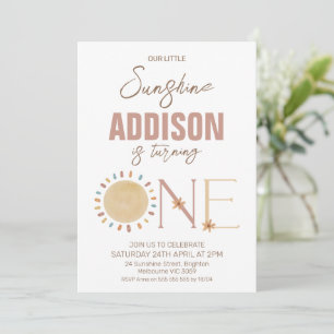 Retro Little Sunshine 1er Anniversaire Invitation