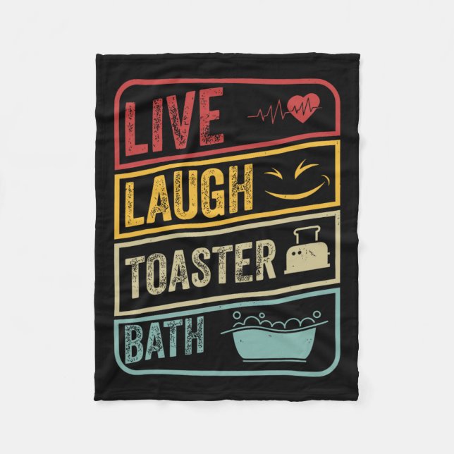Retro Live Laugh Toaster Bath Skeleton Funny Hallo Fleece Blanket (Front)
