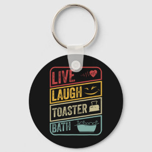 Retro Live Laugh Toaster Bath Skeleton Funny Hallo Keychain