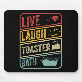 Retro Live Laugh Toaster Bath Skeleton Funny Hallo Mouse Pad