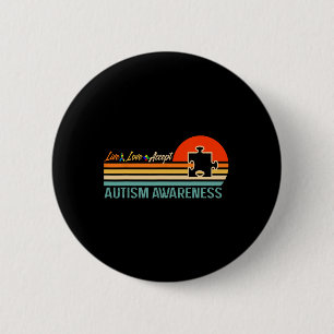 Retro Live Love Accept Autism Awareness Gift  2 Inch Round Button