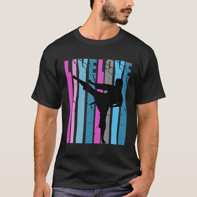Retro Live Love Jiu Jitsu Silhouette White Belt Co T-Shirt (Front)