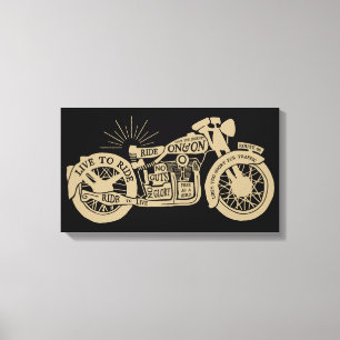 Retro Live To Ride Vintage Motorcycle with Text Canvas Print
