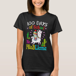 Retro Llama & Books Happy 100 Days Of School No Pr T-Shirt