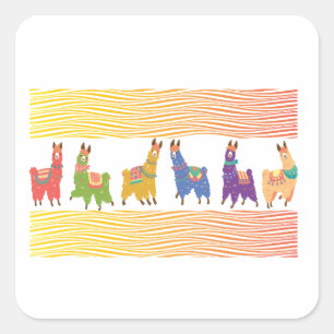 Retro Llamas Square Sticker