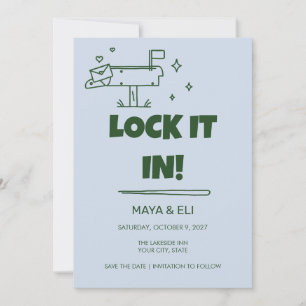 Retro Lock It In Wedding Save the Date Invitation