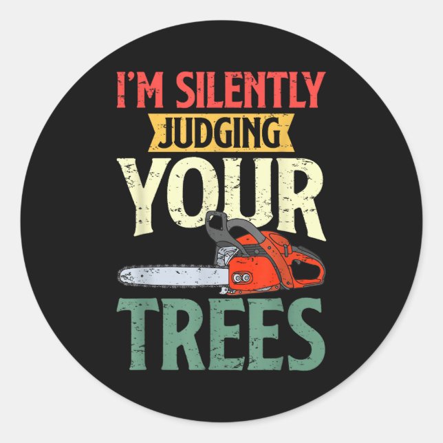 Retro Logger Lumberjack Arborist Dad Apparel Co. S Classic Round Sticker (Front)