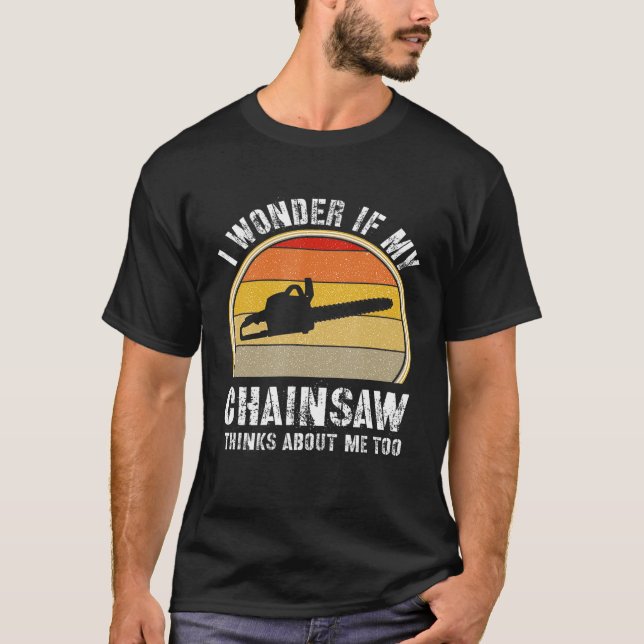 Retro Logging For Men Chainsaw Logger Arborist T-Shirt (Front)